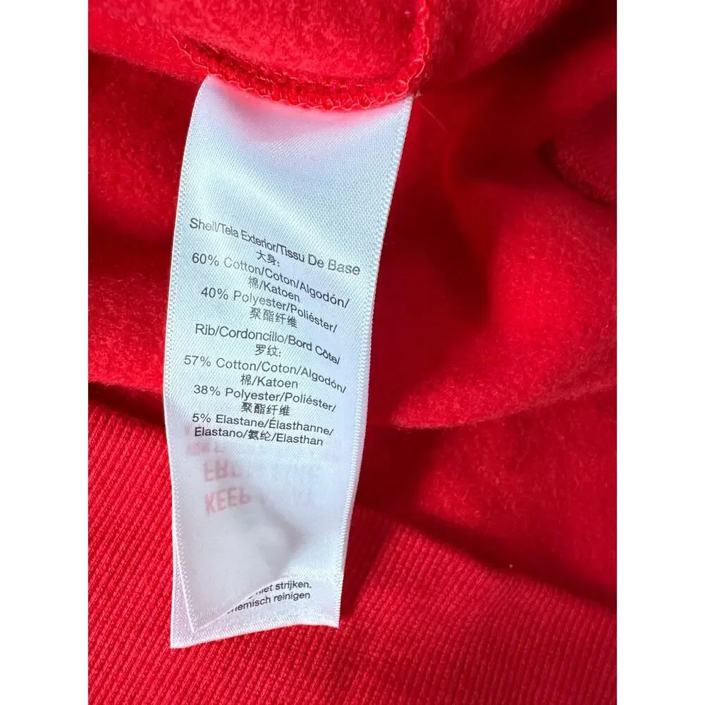 DKNY Women's Rhinestone Logo Fleece Sweatshirt NWT RED SIZE XS - Picture 7 of 10